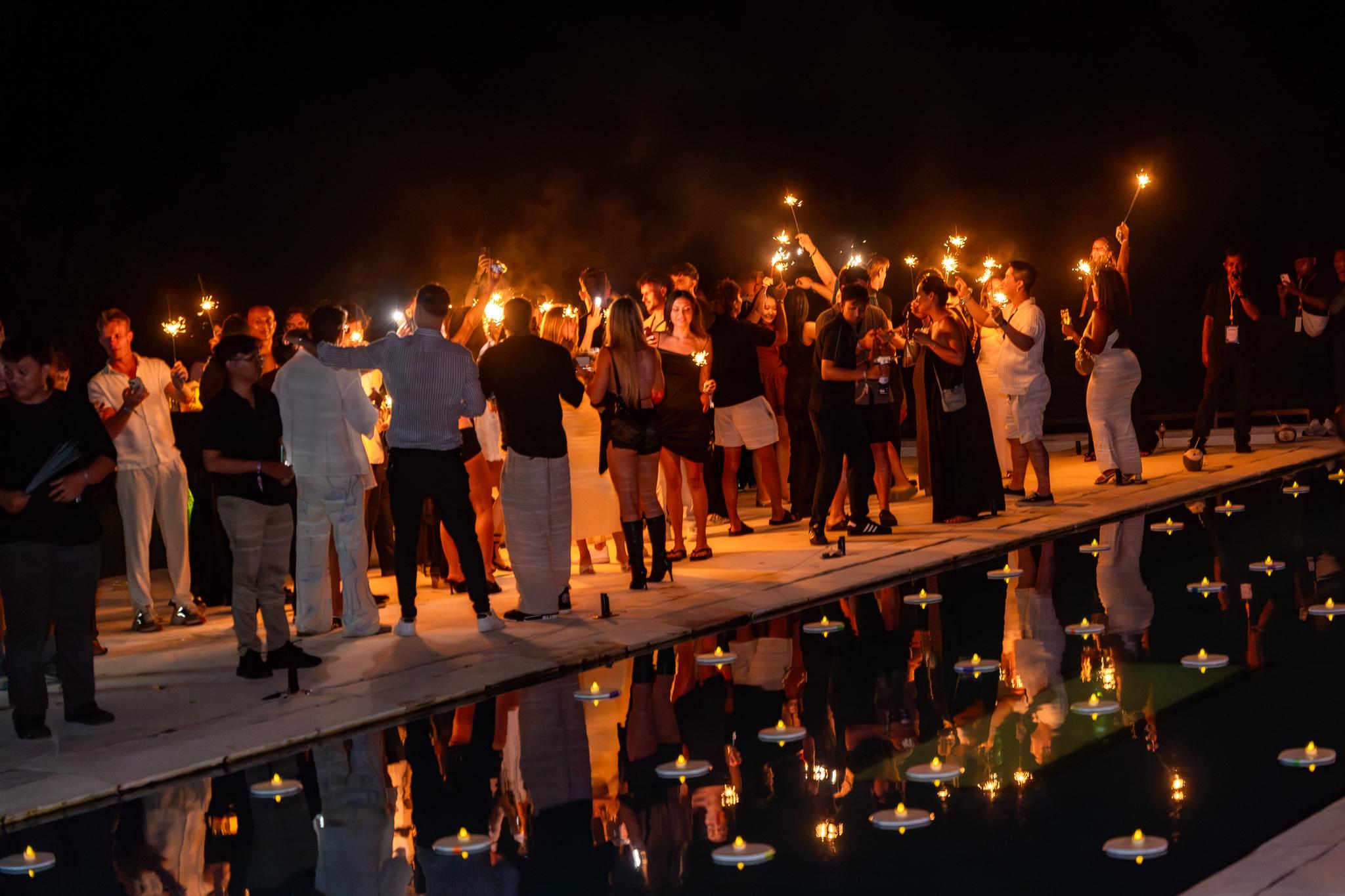 Sparkler Night by the Pool